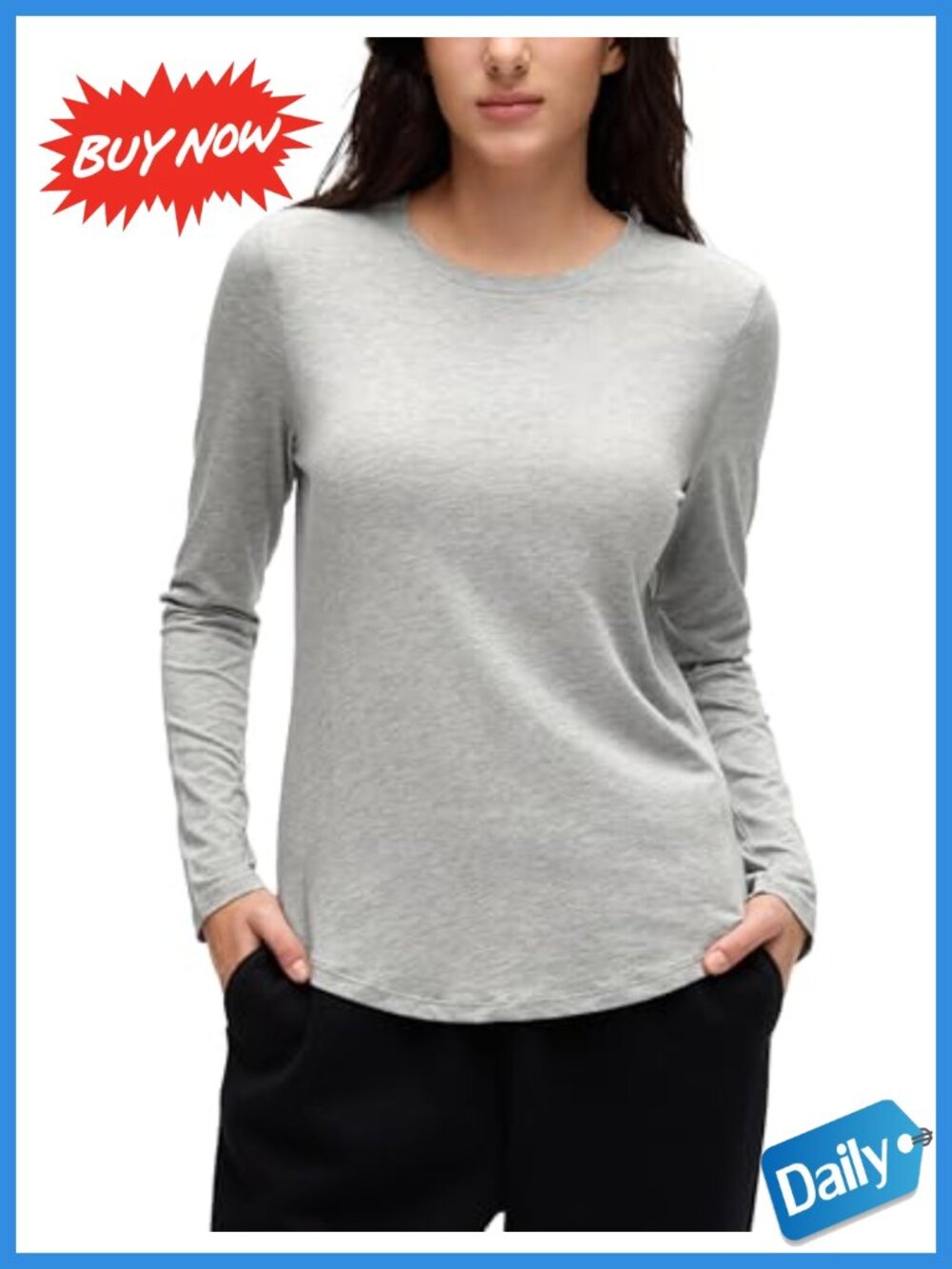Pima Cotton Crewneck Long Sleeve Active Tee